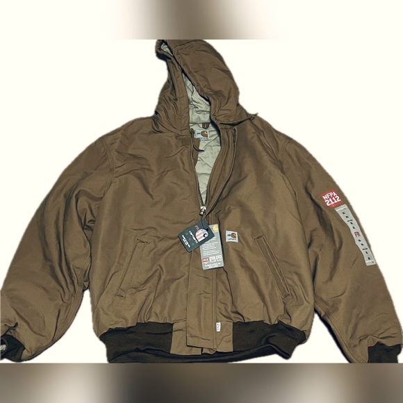 Carhartt NEW flame resistant duck quilt lined brown work jacket size XL 101621